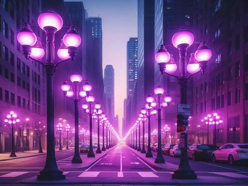 Purple Street Lights